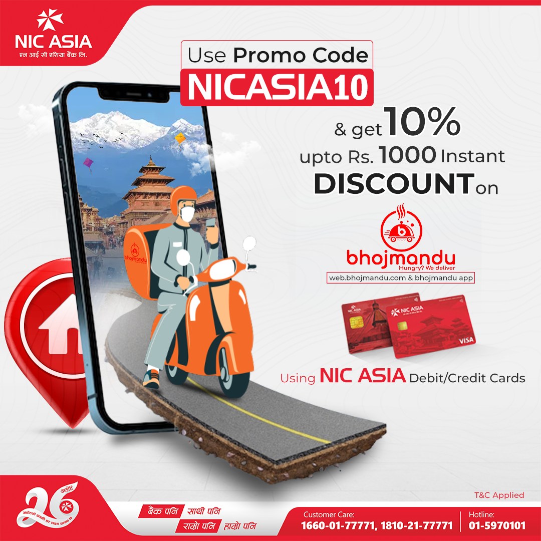 Get a FLAT 10% discount (up to Rs. 1,000) on your BhojMandu